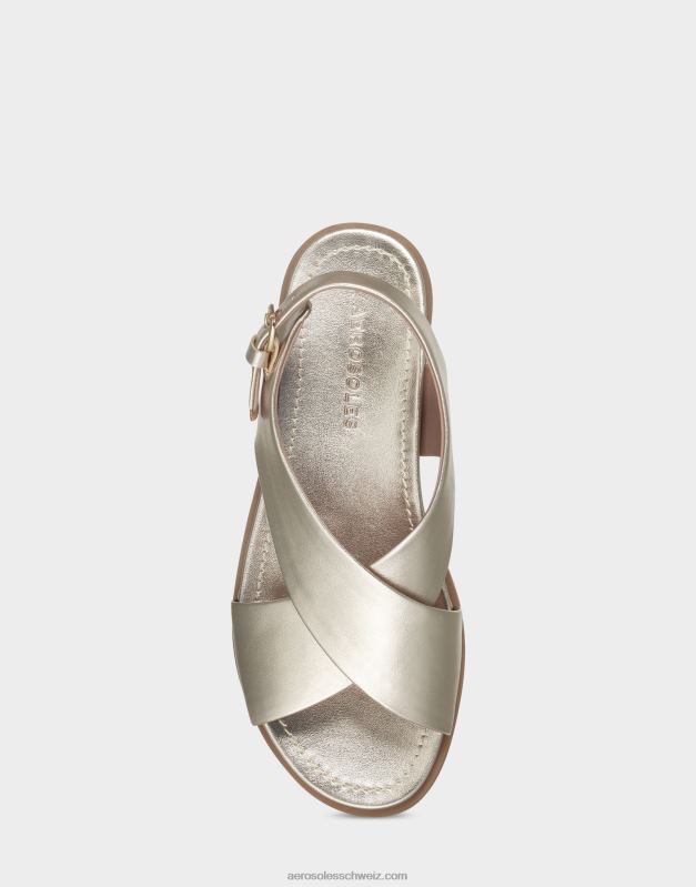 CH Aerosoles Frauen Flache Sandale aus goldfarbenem KunstlederR0V8T471