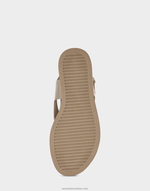 CH Aerosoles Frauen Flache Sandale aus goldfarbenem KunstlederR0V8T471