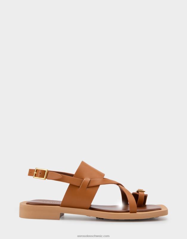 CH Aerosoles Frauen Flache Sandale aus hellbraunem LederR0V8T412