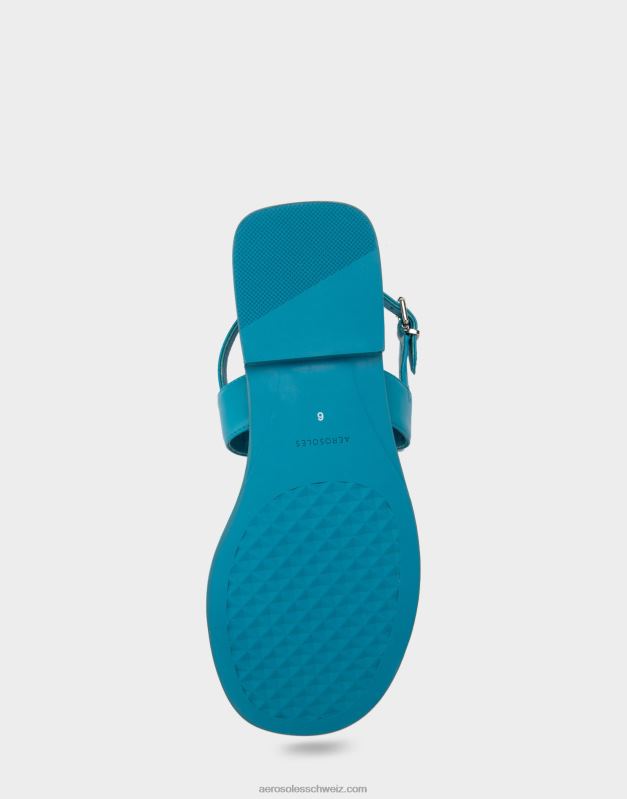 CH Aerosoles Frauen flache Sandale aus blauem LederR0V8T455