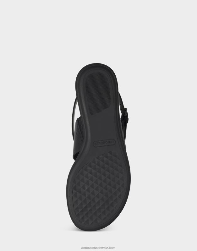 CH Aerosoles Frauen flache Sandale aus schwarzem KunstlederR0V8T468