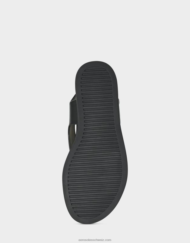 CH Aerosoles Frauen flache Sandale aus schwarzem KunstlederR0V8T474