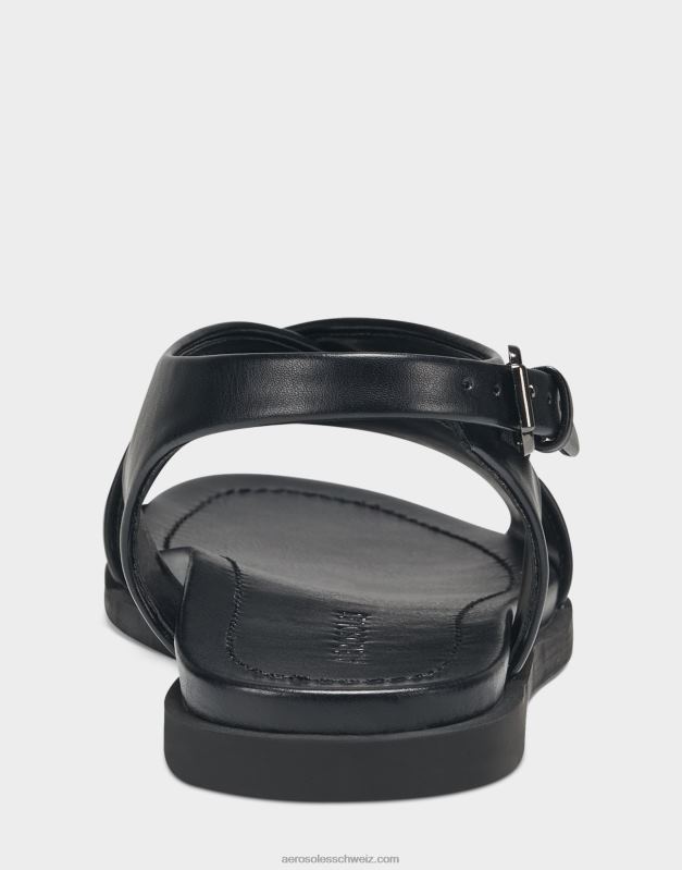 CH Aerosoles Frauen flache Sandale aus schwarzem KunstlederR0V8T474