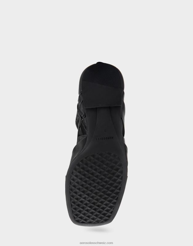 CH Aerosoles Frauen flache Sandale aus schwarzem LederR0V8T409