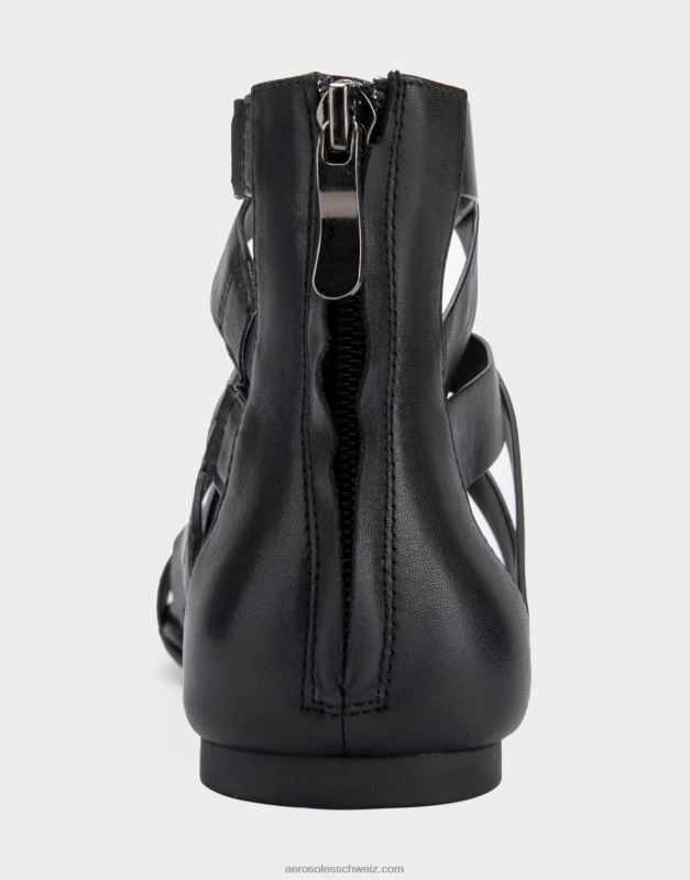 CH Aerosoles Frauen flache Sandale aus schwarzem LederR0V8T409