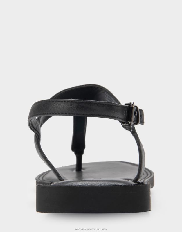 CH Aerosoles Frauen flache Sandale aus schwarzem LederR0V8T453