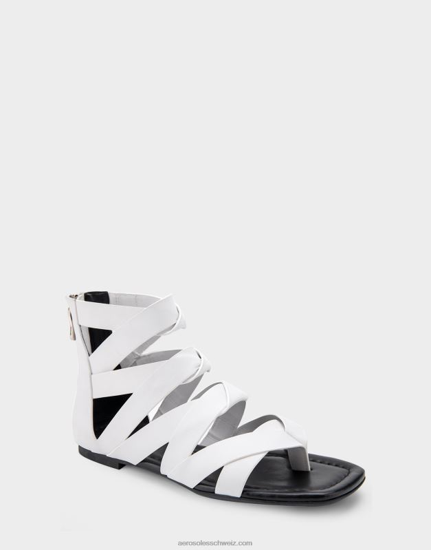 CH Aerosoles Frauen flache Sandale aus weißem LederR0V8T411