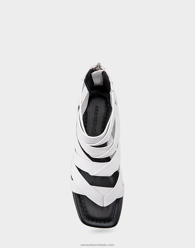 CH Aerosoles Frauen flache Sandale aus weißem LederR0V8T411