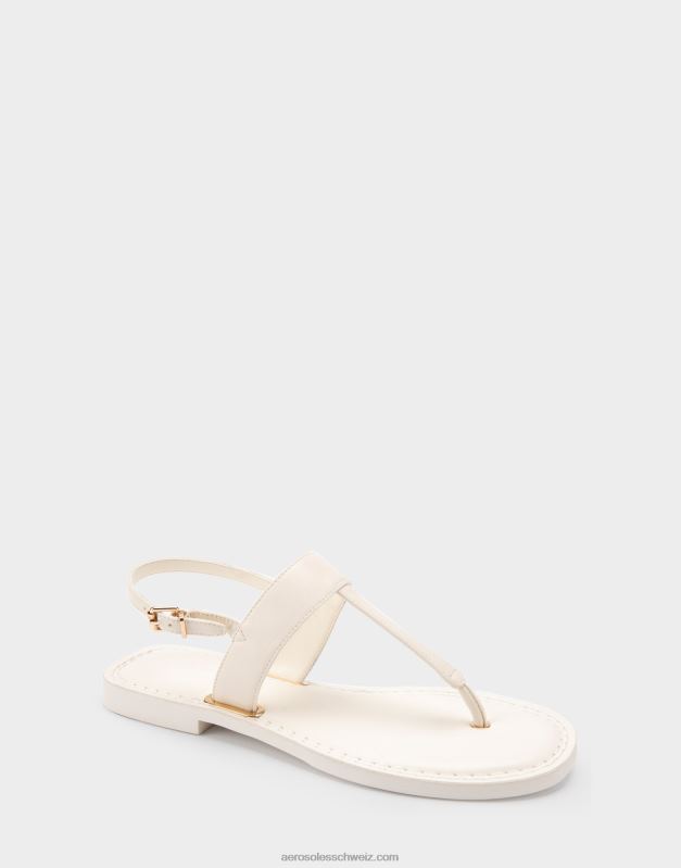 CH Aerosoles Frauen flache Sandale aus weißem LederR0V8T454
