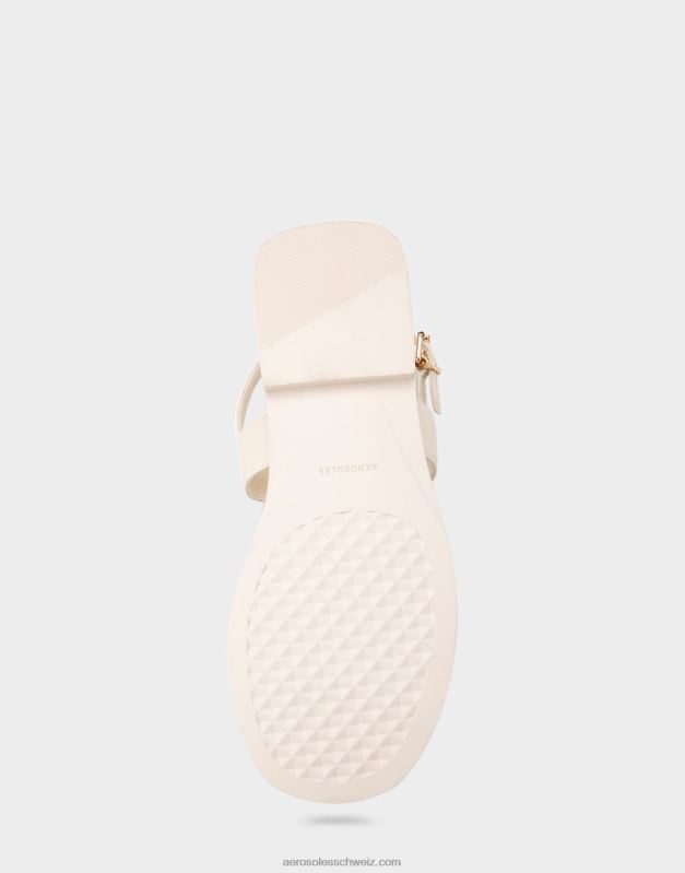 CH Aerosoles Frauen flache Sandale aus weißem LederR0V8T454