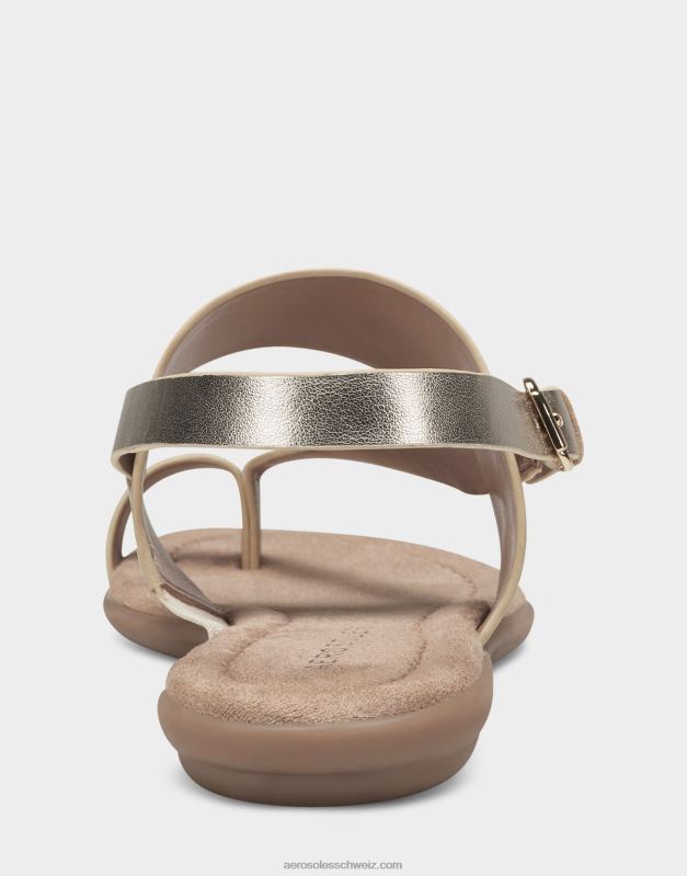 CH Aerosoles Frauen flache Sandale aus weichem goldfarbenem KunstlederR0V8T461