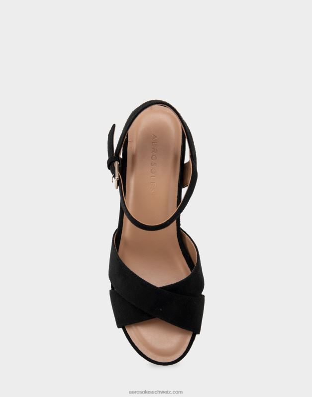 CH Aerosoles Frauen Keilabsatz aus schwarzem WildlederimitatR0V8T320