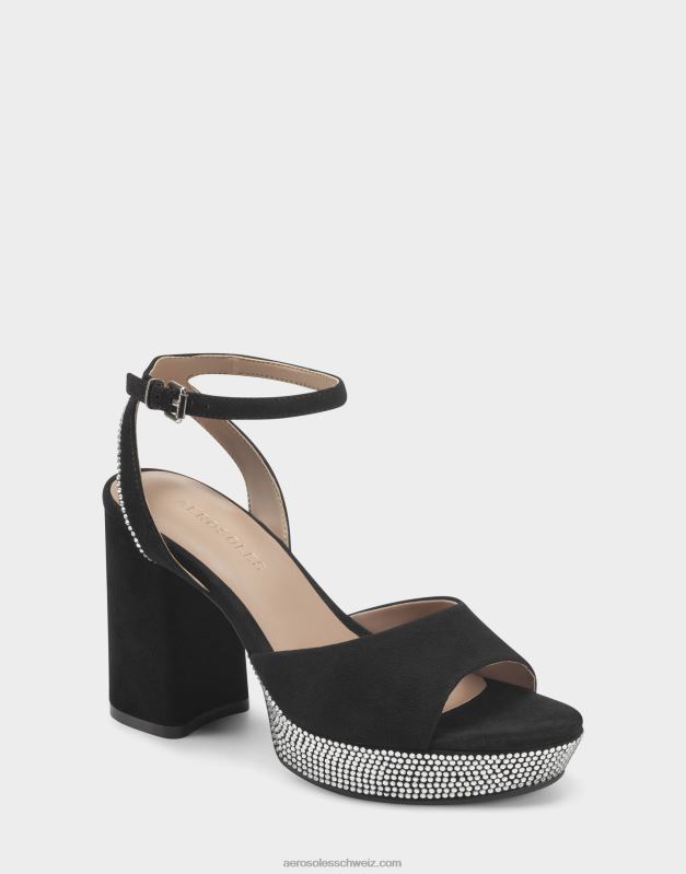 CH Aerosoles Frauen Sandale aus schwarzem WildlederR0V8T370