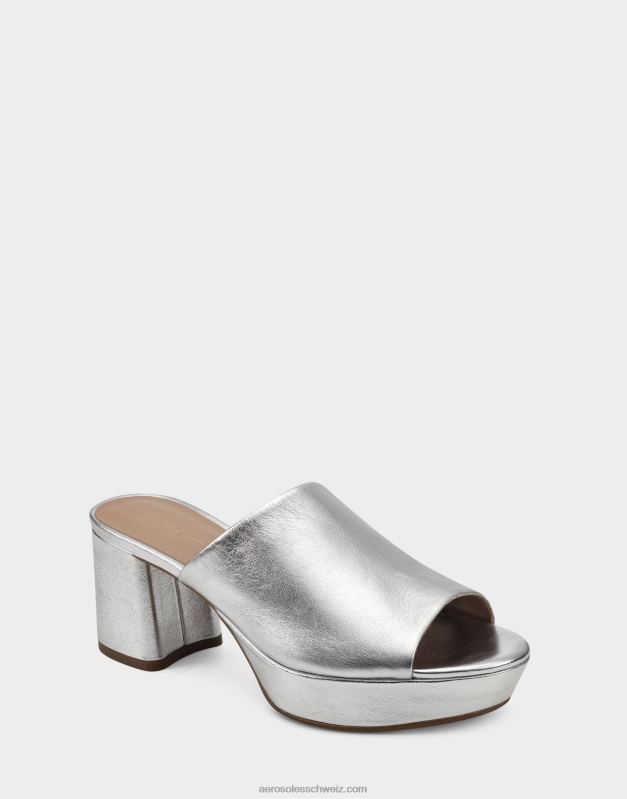 CH Aerosoles Frauen Sandale aus silbernem Metallic-LederR0V8T390