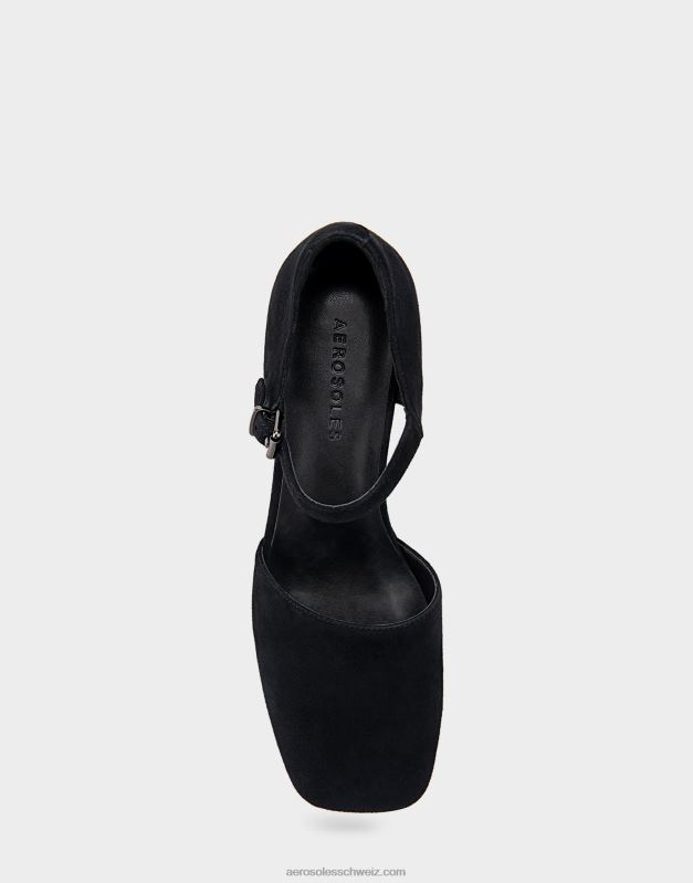 CH Aerosoles Frauen Plateauabsatz aus schwarzem WildlederR0V8T362