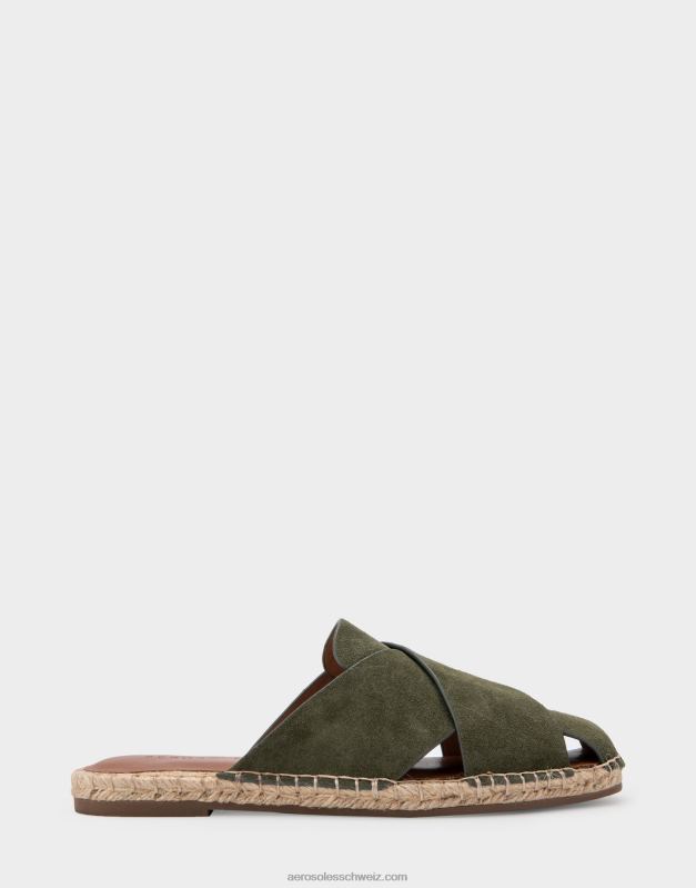 CH Aerosoles Frauen Espadrille-Slipper aus olivgrünem WildlederR0V8T280