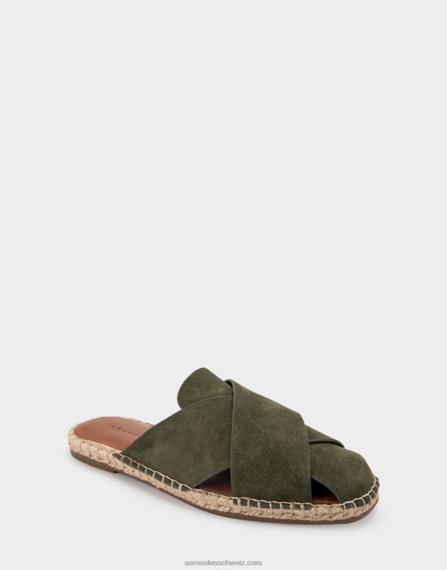 CH Aerosoles Frauen Espadrille-Slipper aus olivgrünem WildlederR0V8T280