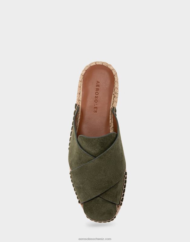 CH Aerosoles Frauen Espadrille-Slipper aus olivgrünem WildlederR0V8T280