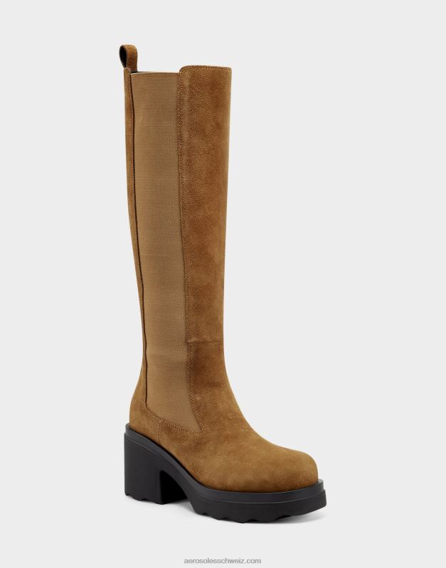 CH Aerosoles Frauen Hoher Stiefel aus hellbraunem WildlederR0V8T36