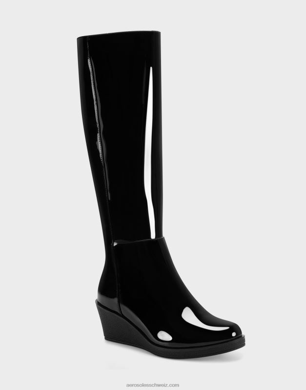 CH Aerosoles Frauen Hoher Stiefel aus schwarzem LackR0V8T136