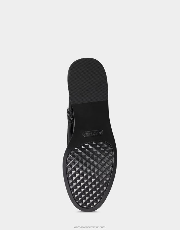 CH Aerosoles Frauen Hoher Stiefel aus schwarzem LacklederR0V8T127