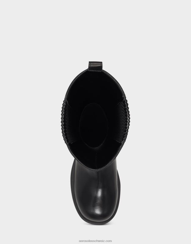 CH Aerosoles Frauen Hoher Stiefel aus schwarzem LederR0V8T35