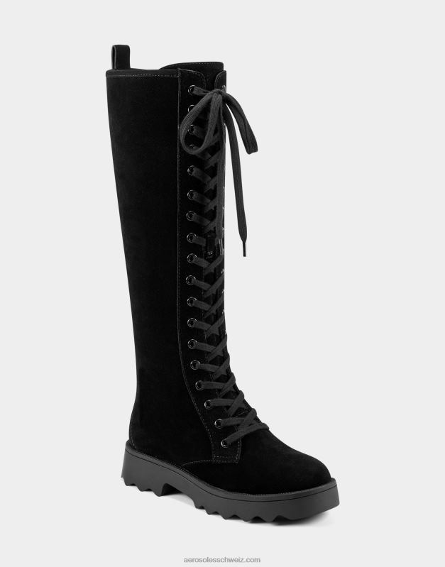 CH Aerosoles Frauen Hoher Stiefel aus schwarzem WildlederR0V8T44