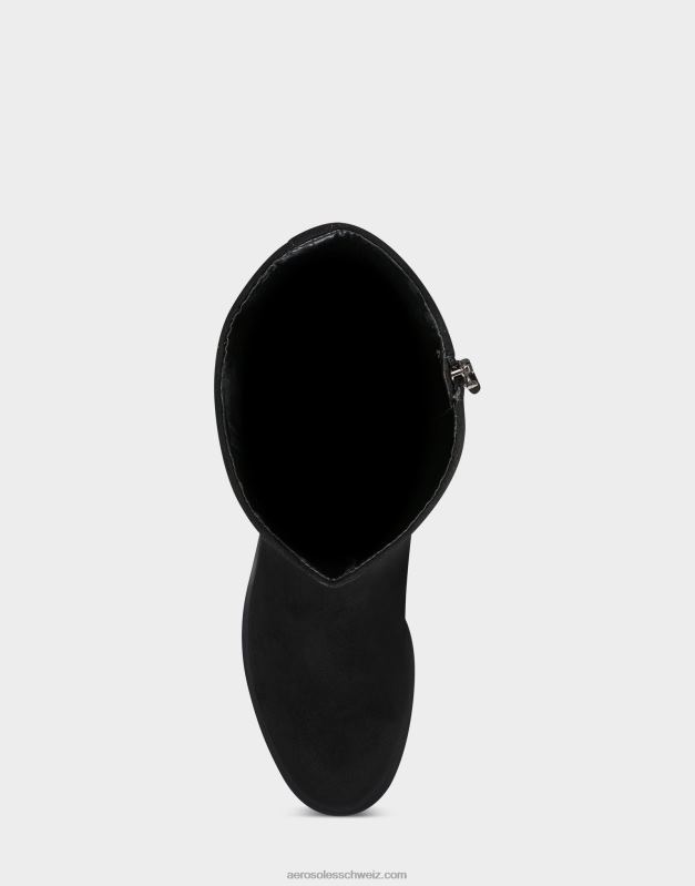 CH Aerosoles Frauen Hoher Stiefel aus schwarzem WildlederimitatR0V8T116