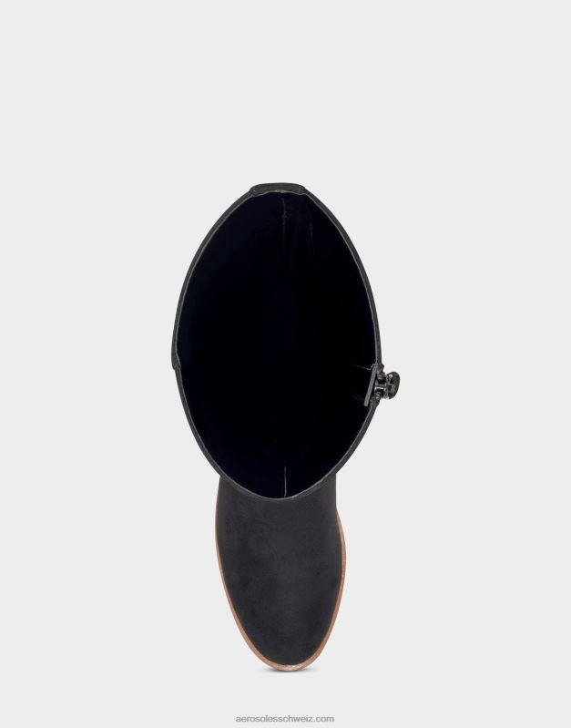 CH Aerosoles Frauen Hoher Stiefel aus schwarzem WildlederimitatR0V8T133