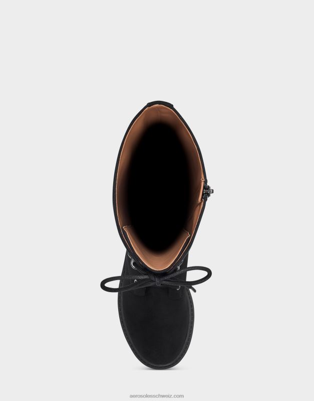 CH Aerosoles Frauen Hoher Stiefel aus schwarzem WildlederimitatR0V8T20