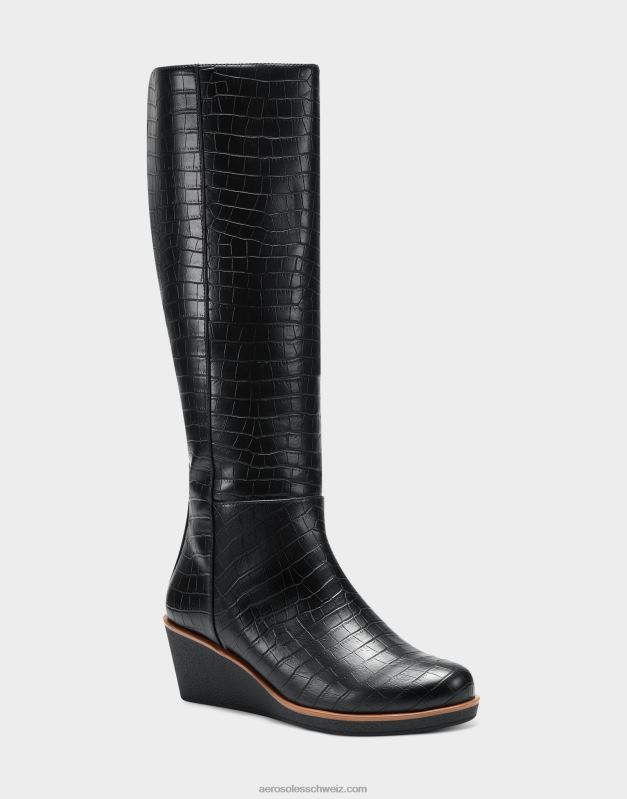 CH Aerosoles Frauen Hoher Stiefel mit schwarzem KrokomusterR0V8T118