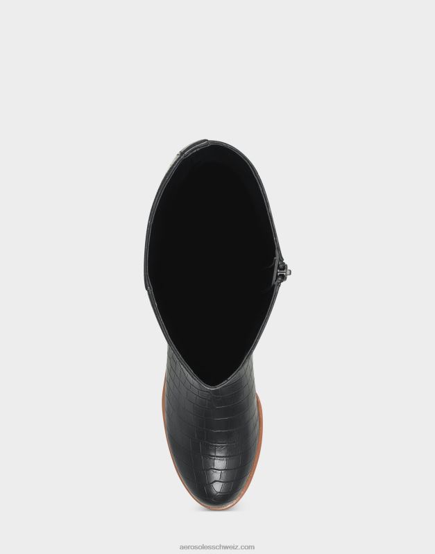 CH Aerosoles Frauen Hoher Stiefel mit schwarzem KrokomusterR0V8T118