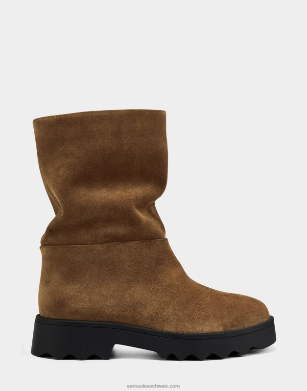 CH Aerosoles Frauen Mittelhoher Stiefel aus braunem WildlederR0V8T4