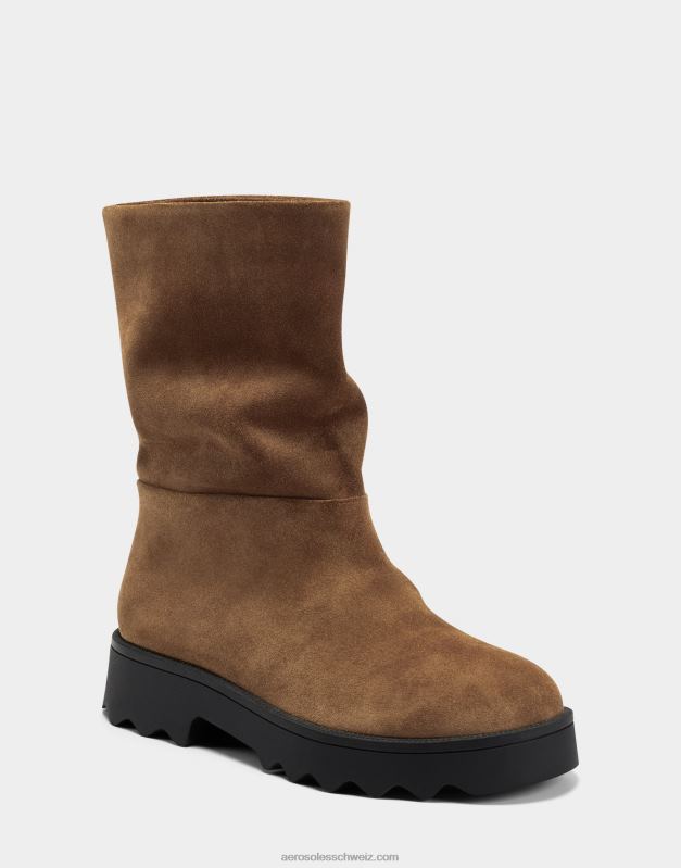 CH Aerosoles Frauen Mittelhoher Stiefel aus braunem WildlederR0V8T4