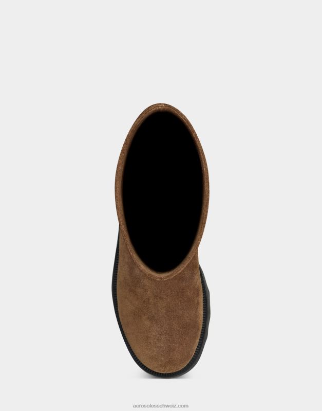 CH Aerosoles Frauen Mittelhoher Stiefel aus braunem WildlederR0V8T4