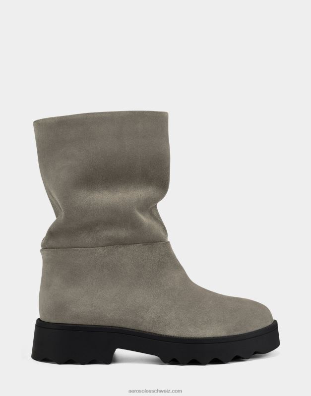 CH Aerosoles Frauen Mittelhoher Stiefel aus grauem WildlederR0V8T6