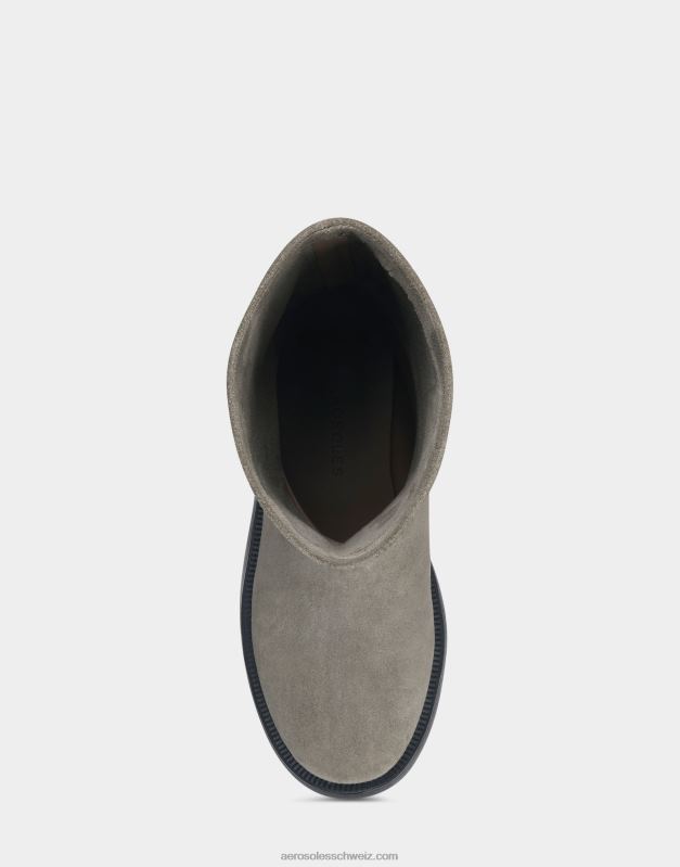 CH Aerosoles Frauen Mittelhoher Stiefel aus grauem WildlederR0V8T6