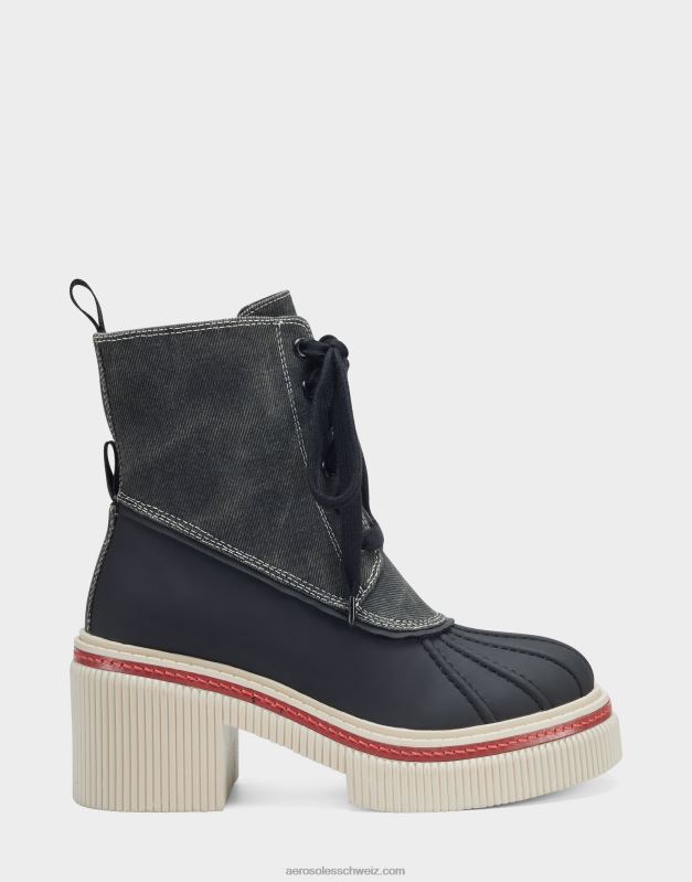 CH Aerosoles Frauen Mittelhoher Stiefel aus schwarzem CanvasR0V8T48