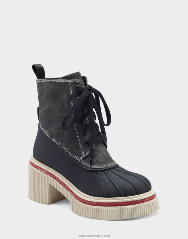 CH Aerosoles Frauen Mittelhoher Stiefel aus schwarzem CanvasR0V8T48