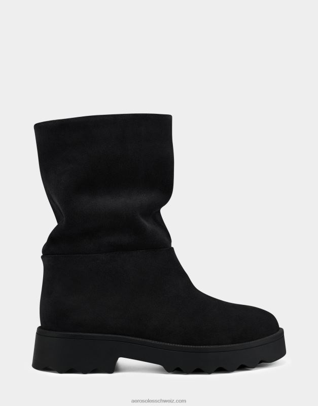 CH Aerosoles Frauen Mittelhoher Stiefel aus schwarzem WildlederR0V8T2