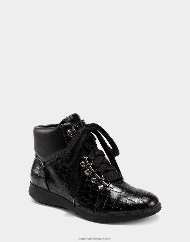 CH Aerosoles Frauen Stiefeletten flach schwarz KrokoR0V8T88